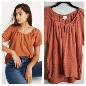 Madewell Texture & Thread clay orange cotton top womens S Terracotta Blouse boho